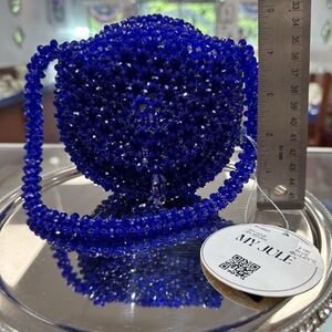 Blue quartz hand made evening bag